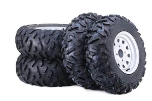 WANDA 24x8-12 24X10-12 ATV Tire Wheel P3501 on 4-110 PCD 5+2 Silver Wheel-Set 4 - Picture 1 of 4