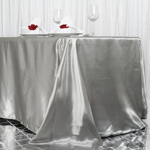 6 pcs 90x156" SATIN Rectangular TABLECLOTHS Wedding CATERING Dining Decorations - Picture 1 of 161