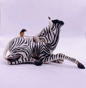 "Estatuilla de porcelana fina cebra pájaro de aterrizaje feliz Franklin Mint de colección 6"" x 3,5""" - Imagen 1 de 10