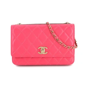 CHANEL Trendy CC Matelasse Chain Long Wallet Leather Pink A80982 90280611 - Picture 1 of 11