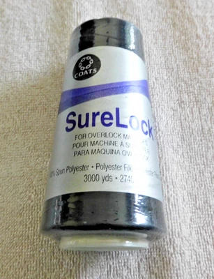 Coats--Sure Lock Thread for Overlock Machines--BLACK--3,000yd--Polyester - Image 1 of 3