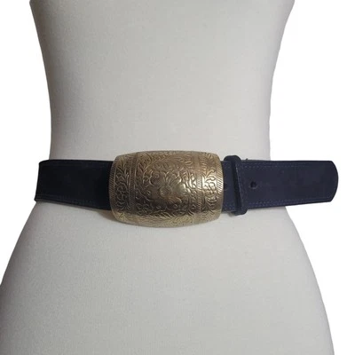 Streets Ahead Suede Belt with Gold Buckle Women's Medium Designer USA Made 42340 - Image 1 of 4