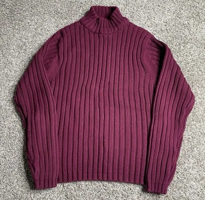 Suéter Banana Republic Para Mujer Grande Borgoña Grueso Acanalado Pescador Tejido Simulado Foto 1 de 4