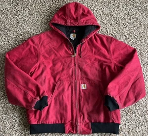 Vintage Carhartt J140 Kapuzenjacke dunkelrot Colorway Herren Größe Large hergestellt in den USA - Bild 1 von 10