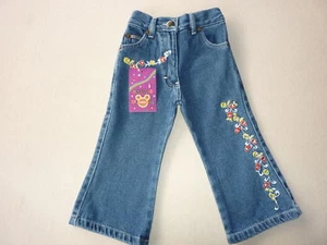 Girls Pants With Beautiful Flower Embroidery Jeans Size 92, 98 DORWING - Picture 1 of 4