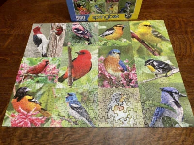 BIRDS OF A FEATHER Springbok Puzzle 500 pc COMPLETE Cardinal Blue Jay - Image 1 of 4