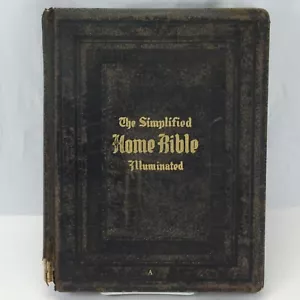 Simplified Home Bible Illuminated 1919 Illustrated 12" x 11" Maps Index Dictiona - Picture 1 of 24