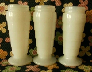 Three / 3 Vintage Moderntone Milk Glass Shakers Hazel Atlas NO LIDS - Picture 1 of 4