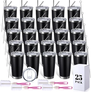 25 Pack 20Oz Tumbler Bulk Stainless Steel Cups Double Wall Vacuum Insulated Trav - Picture 1 of 7