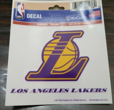 Calcomanías LA Lakers ~ Lote de 2 ~ NUEVO ~ Extraíble ~ Reutilizable ~ Seguro cualquier superficie ~ 3" X 2 1/2" Foto 1 de 2