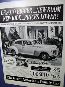 1940 DeSoto De Soto large-mag car ad  -"Bigger. New room. New Ride." - Picture 1 of 1