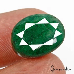 Certified 14.75 Ct Natural Zambian Top Green Emerald Oval Cut Loose Gem For Ring - Picture 1 of 7