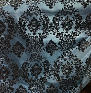 Teal/black taffeta flocking damask fabric 60” wide - Picture 1 of 2