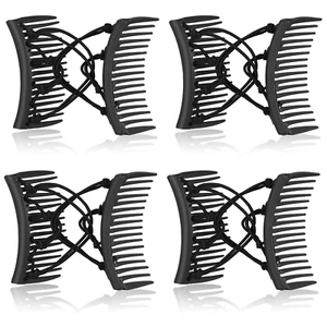 4 Pieces Stretchy Double Comb Adjustable Elastic Hair Clips, No Crease Pins for - Picture 1 of 12