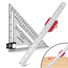 Aluminum Woodworking Ruler Set,7" Rafter Square With Slider, Triangle Ruler And