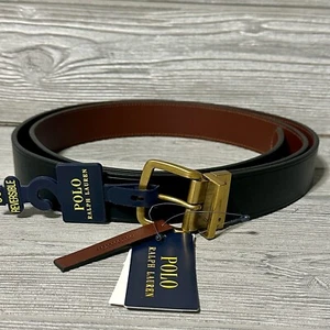 Polo Ralph Lauren Men's Size 58 Reversible Leather Dress Belt Black Brown New - Picture 1 of 8