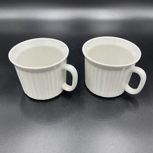 Corning Ware FRENCH WHITE Soup Coffee Mug 20 oz Stoneware NO Lid Lot of 2 - Picture 1 of 7