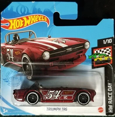 HOT WHEELS 2021 TRIUMPH TR6 HW Race Day 1:64 Made Malaysia GTB87 Metallic Red - Immagine 1 di 4