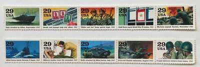 Scott #2765 a-j - 29c World War II 1943 Turning The Tide Set-10 - Free Ship #4 - Image 1 of 2