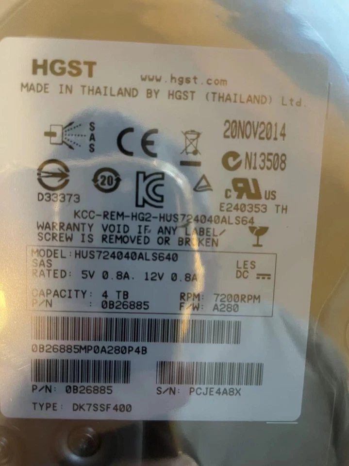 HUS724040ALS640 Hitachi 4tb 7.2k 6g 3.5" SAS HDD for Dell POWEREDGE (x10) - Image 1 of 1