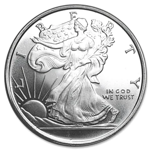 1/2 Troy OZ .999 PLATA FINA GSM WALKING LIBERY REDONDO BU - Imagen 1 de 3