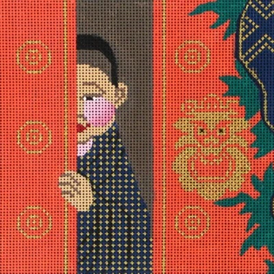 Needlepoint Handpainted Amanda Lawford Tibetan Prince 5x5 - Image 1 of 4