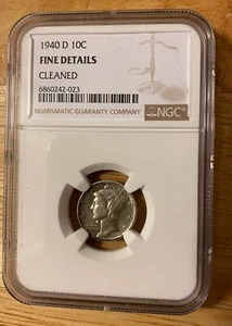 1940 D Mercury Dime, NGC Graded: Fine - Picture 1 of 2