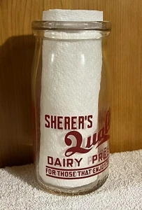 Sherer’s Cottage Cheese Dairy Bottle 6” Vintage - Picture 1 of 8