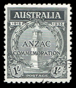 AUSTRALIA - 1935 - CENOTAPH IN WHITEHALL 1sh Black - Sc # 151 - Used VF - Picture 1 of 2