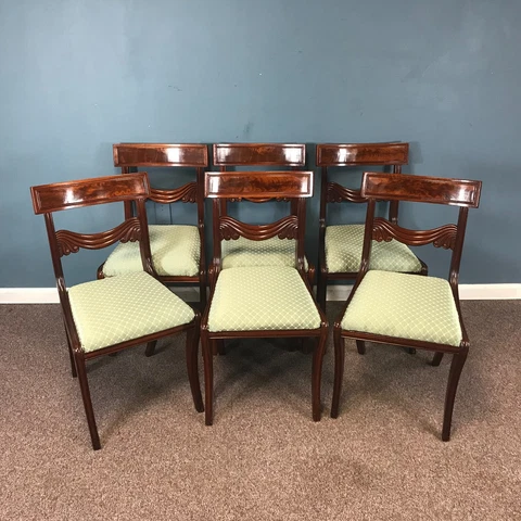 Fine Set of Circa 1820 Boston American Classical Mahogany Dining Chairs Cover