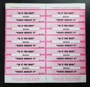 Full Sheet Juke Box Sterling Title Strips Selena Is It the Beat/Disco Medley II - Picture 1 of 1