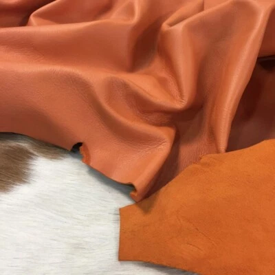 Goatskin Nappa Orange Soft Leather Goat Hide 2-3 oz Thickness Avetco Inc. - Image 1 of 4