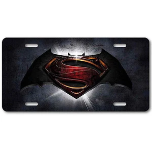 Artistic Batman vs Superman Vanity License Plate Tag Aluminum Car Decorative  - Picture 1 of 3