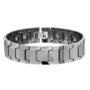 Men Women 16MM Tungsten CarbideWide Bar Link Magnetic Bracelet - Picture 1 of 2