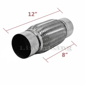 RK7556 Fits Exhaust Flex Pipe 3.5" x 8" Heavy Duty Stainless Steel 12"OL - NEW - Picture 1 of 2