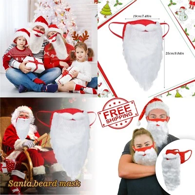 Santa Claus Beard Face Mask Christmas Funny Costume Xmas Adults Mouth Covers - Image 1 of 4