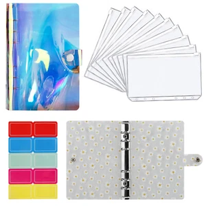 Notebook Binder Cover Cash Budget Planner Organizer w/A6 Pockets+Label Sticker - Picture 1 of 11