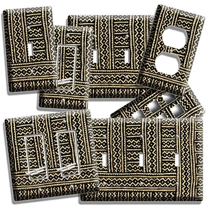 AFRICAN TRIBAL MUDCLOTH LOOK LIGHT SWITCH OUTLET WALL PLATES ROOM FOLK ART DECOR - Picture 1 of 34