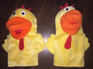 2Stück- IKEA Plüschtier Stofftier Handpuppe Ente Gockel Gelb Orange Rot Klappar - Bild 1 von 5