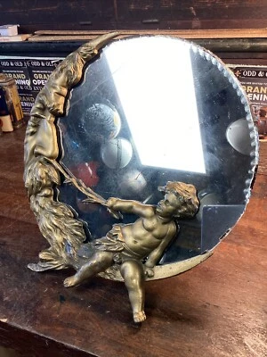 Roger’s Silver Plate Co Danbury Ct Cherub Man In The Moon Tocador Espejo Maquillaje Foto 1 de 4