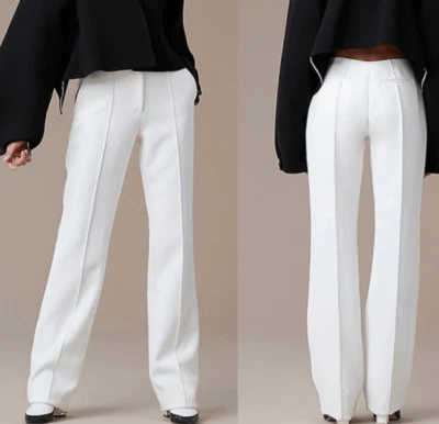 Nuevo con etiquetas Pantalones de vestir Diane Von Furstenberg plisados delanteros marfil 10960DVF pantalones talla 4 Foto 1 de 4