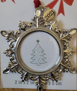 STUDIODEKOR 2021 SCHNEEFLOCKE & STRASS WEIHNACHTSBAUM BILDRAHMEN ORNAMENT - Bild 1 von 2