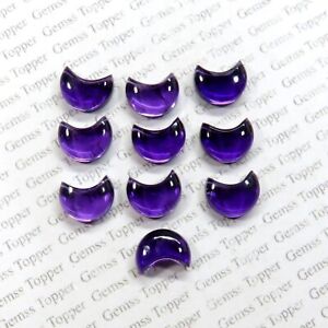 Natural Amethyst Gemstone Cabochon Moon Shape 10 mm For Making Jewelry