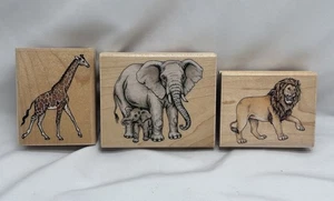 Elefanten - Giraffe - Löwe 3er Set Gummistampede Zoo Safari Afrika Tiere NEU - Bild 1 von 7