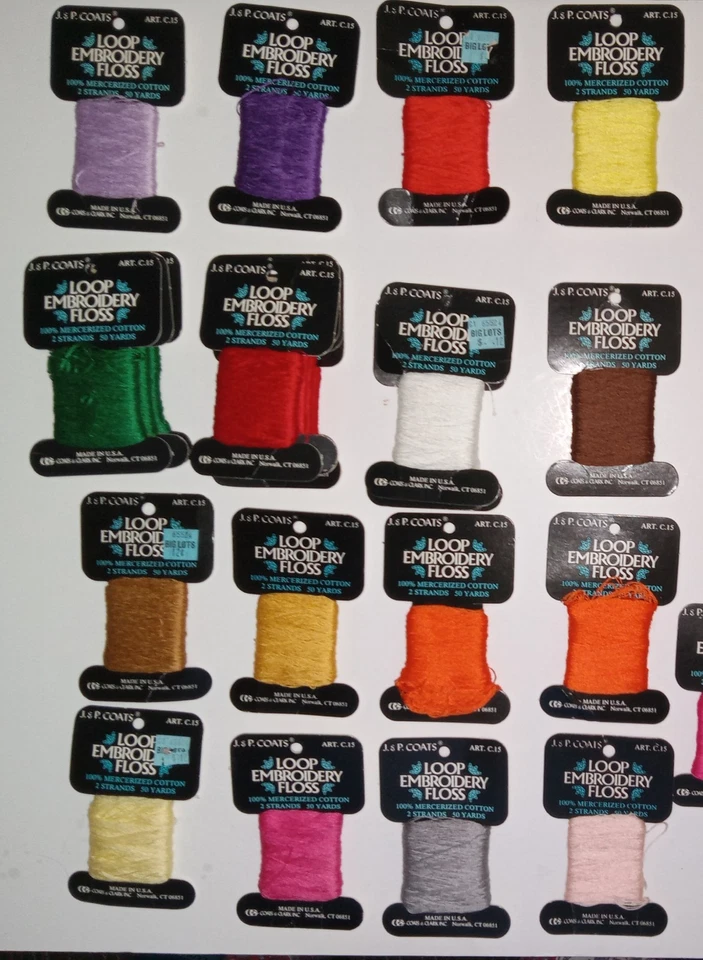 Lot of 23 ~ JP Coats ~"Loop Embroidery Floss" 100% Cotton ~ 50 Yds ~ Made In USA - Image 1 of 4