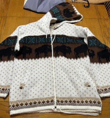 Sudadera con Capucha Boho Rara De Colección Años 90 Earth Ragz XL Lana Búfalo Bisonte Cremallera (1408-PP) Foto 1 de 4