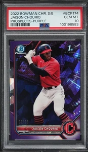 2022 Bowman Chrome Sapphire Purple #BCP174 Jaison Chourio /25 PSA 10 GEM MINT - Picture 1 of 2