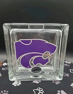 Glasblock Münzbank "Sehen Sie Ihre Ersparnisse" mit Kansas State Wildcats Aufkleber - Bild 1 von 6
