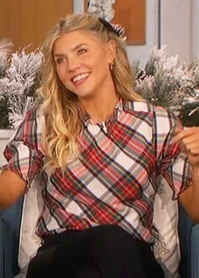 J. Camisa de vacaciones Crew Snowy Stewart tartán a cuadros popelina Wm S manga abullonada Foto 1 de 4