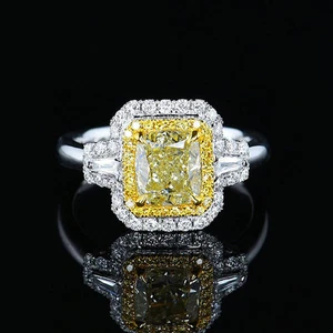 Yellow Sapphire Ring Crushed Ice Cut Adjustable Silver Plated Anti Tarnish - Picture 1 of 7
